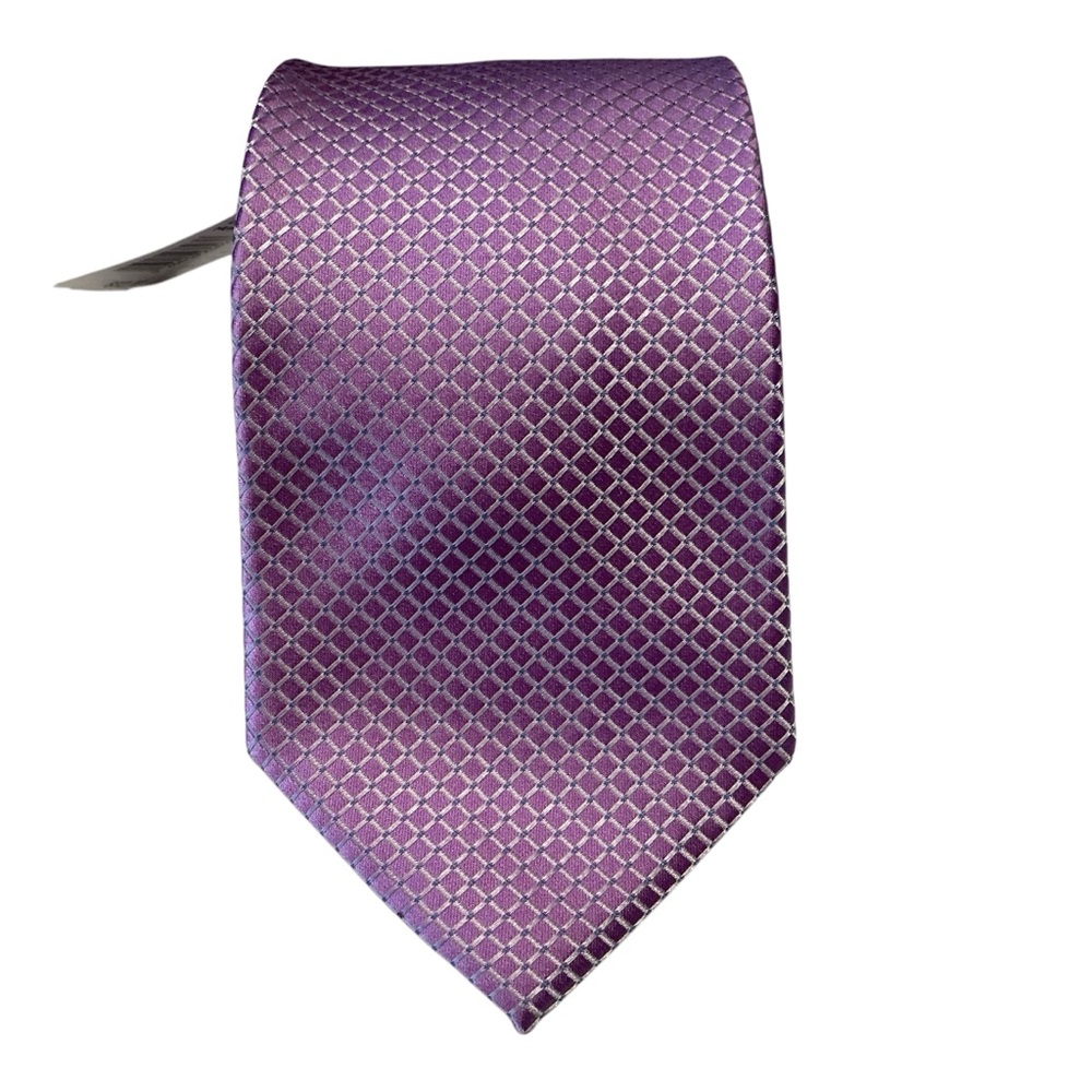 Croft and Barrow men's lilac necks neck tie silk hands made plaid geometric prin